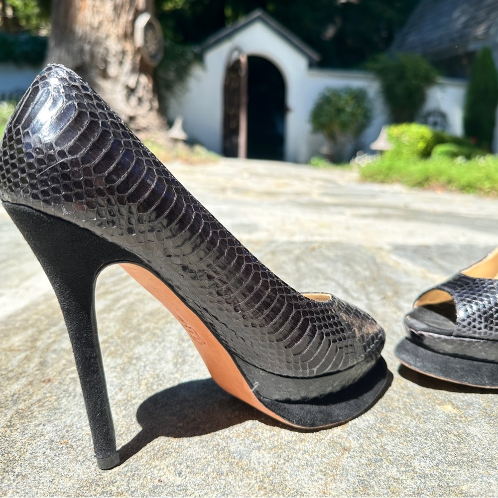 Alexandre Birman Python Peep-Toe Stilettos - image 4